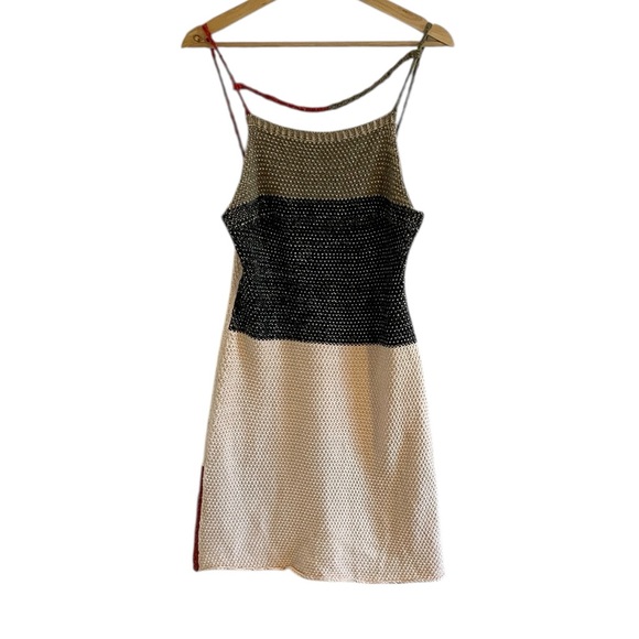 Eckhaus Latta Knit Mini Dress Women’s Size Small Colorblock Cream Black Red